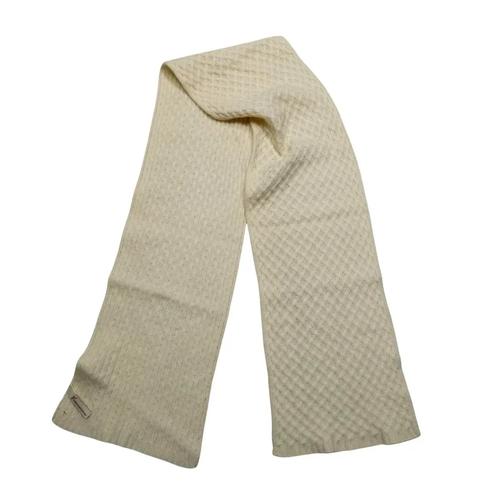 Collectioneighteen Cashmere Scarf Womens One Size White Knit Textured Winter